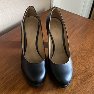 Jil Sandel Black Leather Block Heels, Size 7